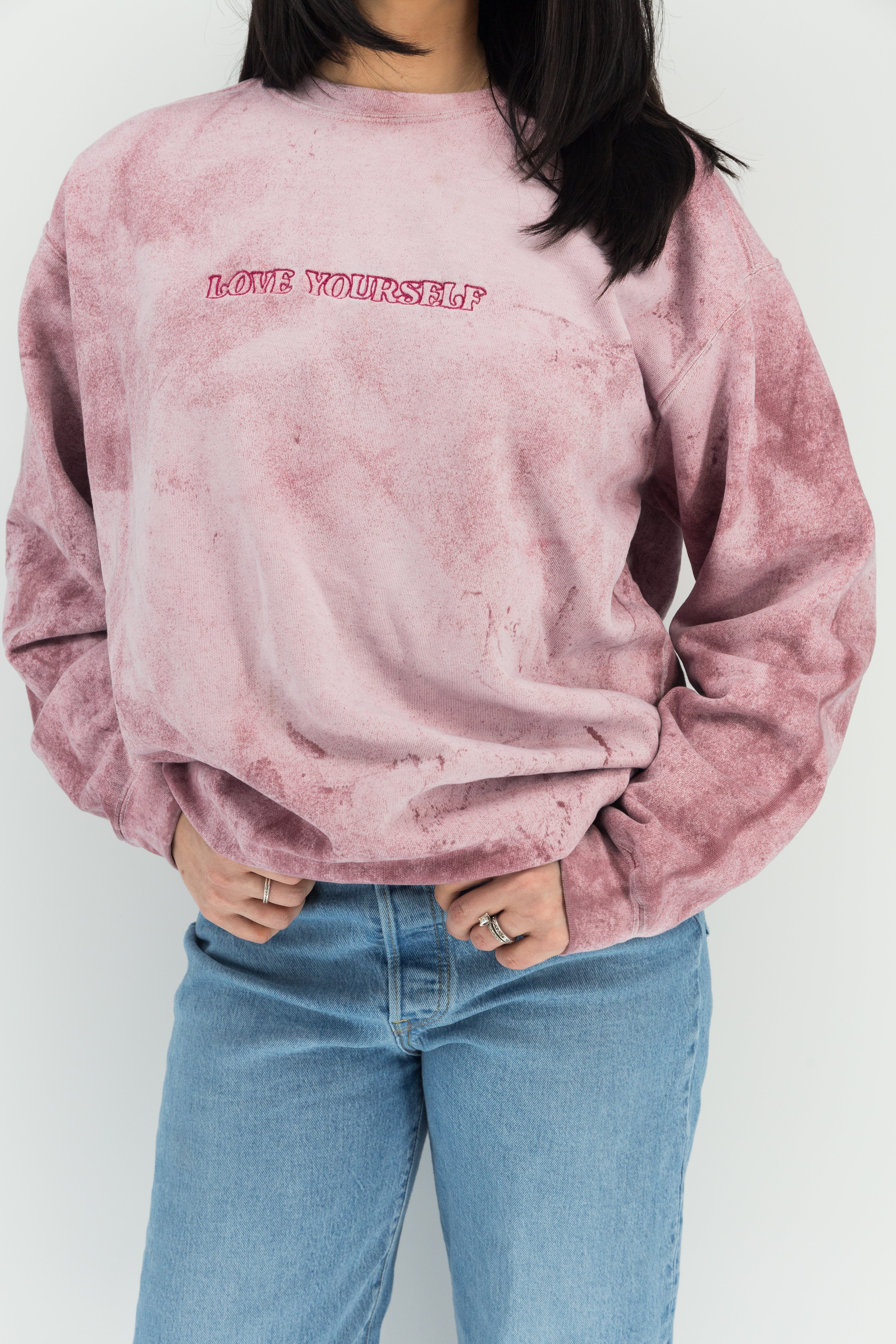 Love Yourself -  Clay Pink Embroidered Crewneck Sweatshirt