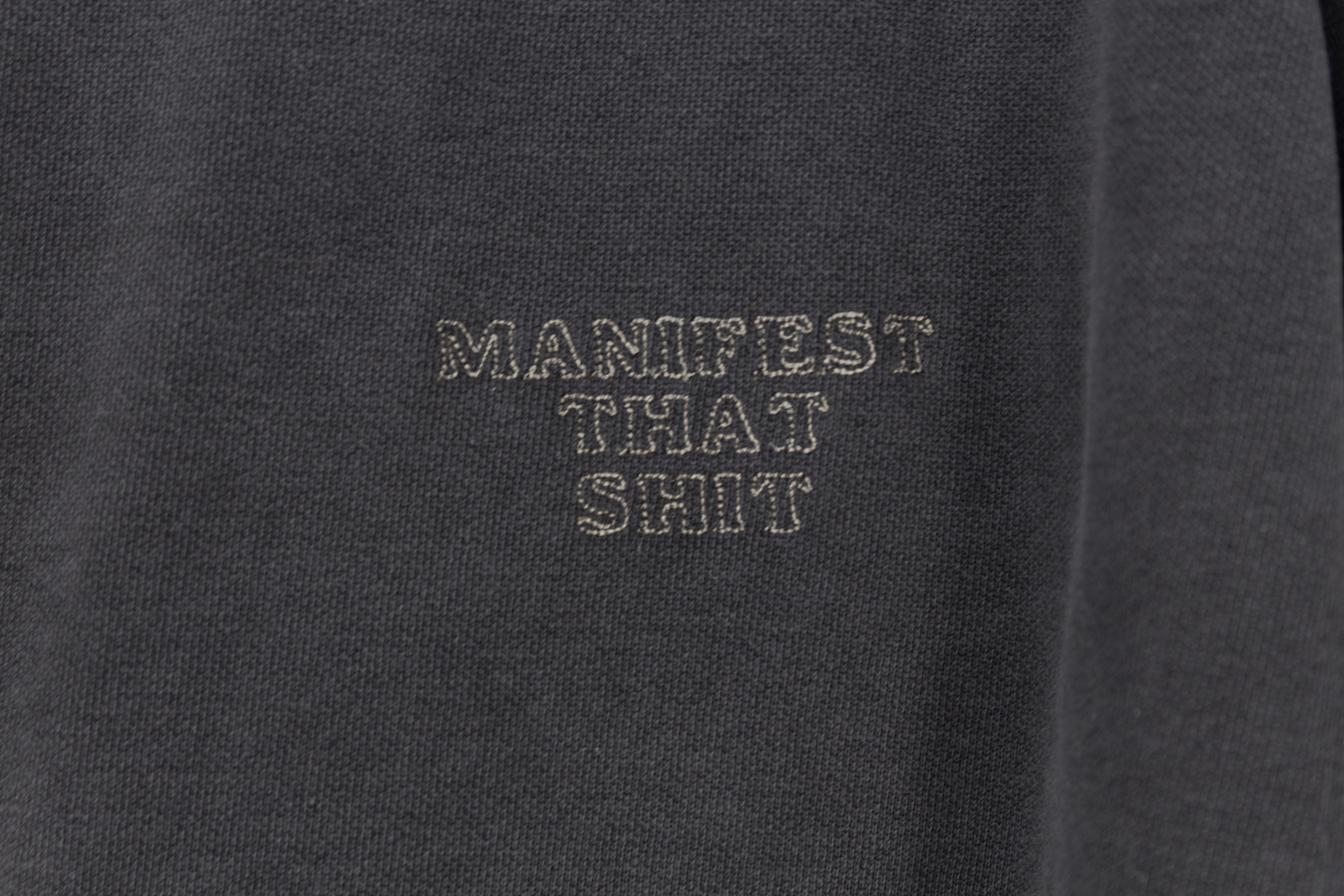 Manifest That Shit - Minimalist Charcoal Gray Embroidered Crewneck Sweatshirt